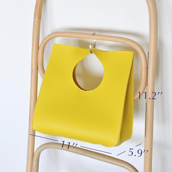 Vintage Minimalist Style Soft Pu Leather Handbag Clutch Small Tote - Picture 2 of 7